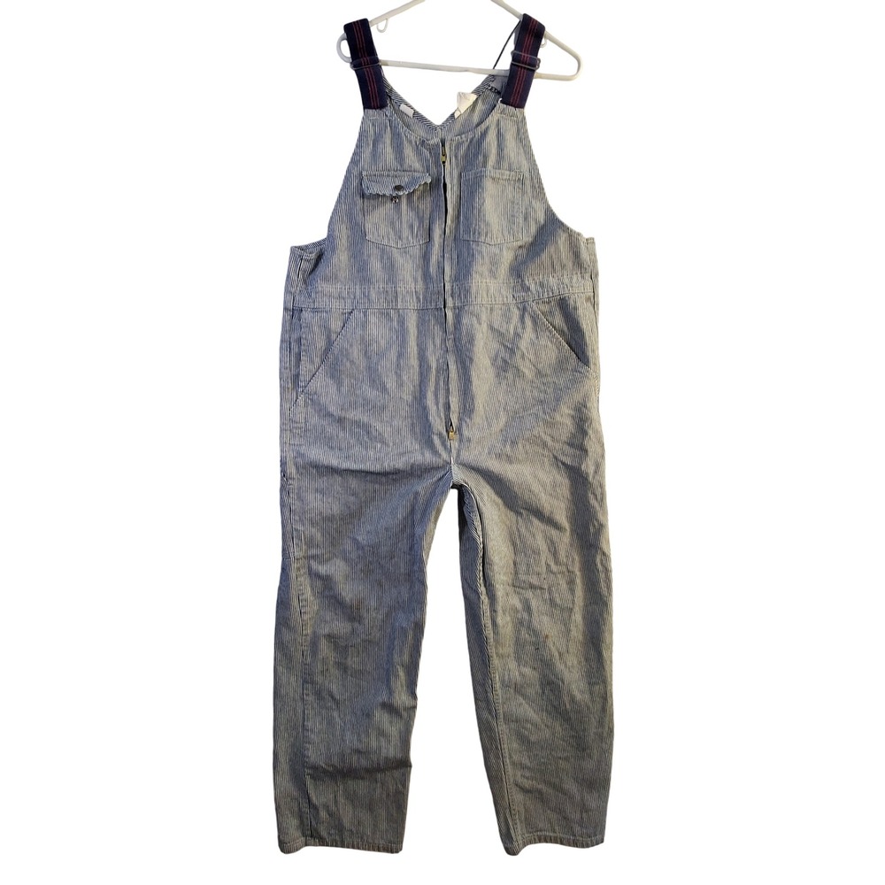 Vtg JB Goodhue Hickory Stripe Denim Overalls Railway Workwear Union Canada 44R